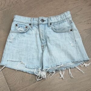 ORGANIC COTTON GRLFRND Light Blue Distressed Denim Shorts